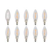 Livex Lighting Pack of (10) 2 Watt Vintage Edison Dimmable B10 Candelabra (E12) LED Bulbs - 200 Lumens, 3000K, and 80CRI Clear