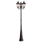 Livex Lighting 87" Height 3 Light 300 Watt Outdoor Post Light with Light Amber Water Glass from the Oxford Collection Imperial Bronze