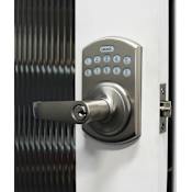 Lockey E Digital Series Keyless Entry Single Cylinder Electronic Door Lever with Key Override and Remote Satin Nickel