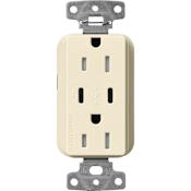 Lutron Claro 15 Ampere Tamper Resistant USB Type C Duplex Outlet Almond
