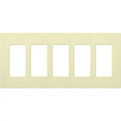 Lutron Claro Five Gang Designer Wall Plate Almond