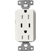 Lutron Claro 15 Ampere Tamper-Resistant USB Type C Duplex Outlet Architectural White