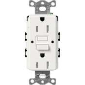 Lutron Claro 15 Ampere Tamper Resistant GFCI Duplex Decorator-Style Self-Testing Outlet Architectural White