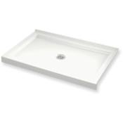 Maax B3Round 47-7/8" x 35-7/8" Rectangular Corner Right Shower Base with Double Threshold and Center Drain White