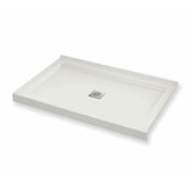 Maax B3Square 47-7/8" x 35-7/8" Rectangular Shower Base with Double Threshold, Center Drain and Right Corner Installation White