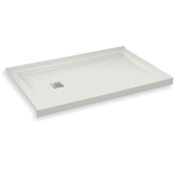 Maax B3Square 59-7/8" x 35-7/8" Rectangular Shower Base with Double Threshold and Left Drain White