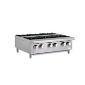 Magic Chef 36 Inch Wide Liquid Propane / Natural Gas Countertop Hot Plate, 6 Burners, 180000 BTU's Stainless Steel
