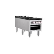 Magic Chef 18 Inch Wide Liquid Propane / Natural Gas Commercial Stock Pot Burner with 2 Burners and 170000 BTU's Stainless Steel