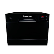 Magic Chef 22 Inch Wide 6 Place Setting Countertop Countertop Dishwasher with Hygienic Residual Drying System Black