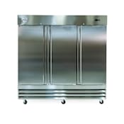 Magic Chef Norpole 81 Inch Wide 72 Cu. Ft. Free Standing Commercial Reach-In Refrigerator with Interior Lighting Stainless Steel