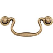 Manzoni 3-3/4 Inch Center to Center Zamac Swan Drop Cabinet Pull from the Classic European Renaissance Collection Distressed Brass