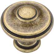 Manzoni Domed 1-1/8 Inch Zamac Mushroom Cabinet Knob from the Classic European Renaissance Collection Distressed Brass