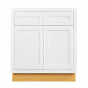 Maplevilles Cabinetry Inset 30" Wide x 35" Tall Double Door Base Cabinet with Double Drawers Snow White