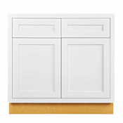 Maplevilles Cabinetry Inset 33" Wide x 35" Tall Double Door Base Cabinet with Double Drawers Snow White