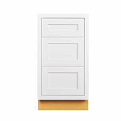 Maplevilles Cabinetry Inset 18" Wide x 35" Tall Base Cabinet with Triple Drawers Snow White
