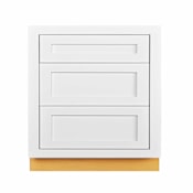 Maplevilles Cabinetry Inset 27" Wide x 35" Tall Base Cabinet with Triple Drawers Snow White