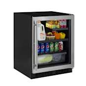 Marvel Low Profile 24 Inch Wide 95 Can Capacity Energy Star Rated Beverage Center with Dynamic Cooling Technology Stainless Steel Framed Glass