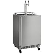 Marvel Outdoor 24 Inch Wide 5.7 Cu. Ft. Built-In / Free Standing Double Tap Kegerator with Casters Stainless Steel