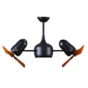 Matthews Fan Company Dagny 16" 6 Blade Indoor / Outdoor LED Ceiling Fan with Remote Control Matte Black / Mahogany Tone