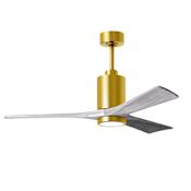 Matthews Fan Company Patricia-3 52" 3 Blade Indoor LED Ceiling Fan Brushed Brass / Barnwood Tone