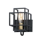 Maxim Liner 10" Tall Convertible Bathroom Sconce Black / Satin Brass