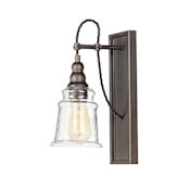 Maxim Revival Single Light 14" Tall Wall Sconce Oil Rubbed Bronze / Hammer Glass