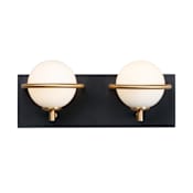 Maxim Revolve 2 Light 13" Wide LED Bathroom Vanity Light Black / Gold / Satin White Glass