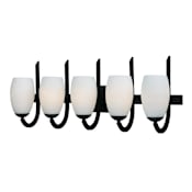 Maxim Taylor 5 Light 32" Wide Bathroom Vanity Light Textured Black / Satin White Glass