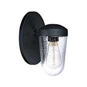 Maxim Lido Single Light 9" Tall Outdoor Wall Sconce Black / Seedy Glass