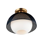 Maxim Perf 14" Wide Semi-Flush Bowl Ceiling Fixture Black / Satin Brass