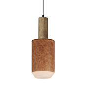 Maxim Scout 7" Wide Mini Pendant Weathered Wood / Tan Leather