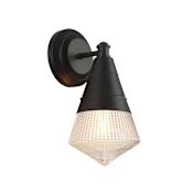 Maxim Hargreaves 12" Tall Convertible Bathroom Sconce with Ribbed Glass Black