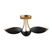 Maxim Maris 3 Light 22" Wide Semi-Flush Ceiling Fixture Black / Natural Aged Brass
