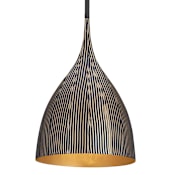 Maxim Fleur 12" Wide Pendant with Hand-Spun Metal Shade Black / Gold
