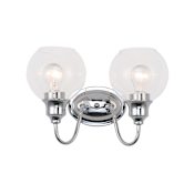 Maxim Ballord 2 Light 14" Wide Bathroom Vanity Light with Glass Globe Shades Polished Chrome