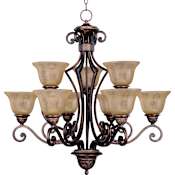 Maxim Symphony 32" Wide 9 Light Chandelier Oil Rubbed Bronze / Screen Amber