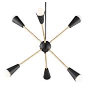 Maxim Lovell 6 Light 26" Wide LED Abstract Sputnik Chandelier Black / Satin Brass