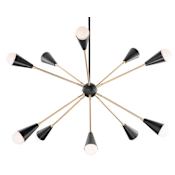 Maxim Lovell 32" Wide 10 Light 3000K LED Abstract Sputnik Chandelier Black / Satin Brass