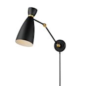Maxim Carillon 15" Tall Plug-In Wall Sconce Black / Satin Brass