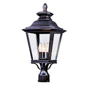 Maxim Knoxville 3 Light 23-1/2" High Outdoor Post Light with Clear Glass Shade Bronze