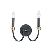 Maxim Charlton 2 Light 9" Tall Wall Sconce Black / Antique Brass