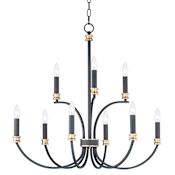 Maxim Charlton 30" Wide 9 Light Taper Candle Chandelier Black / Antique Brass