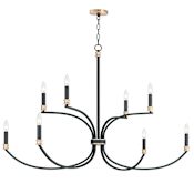 Maxim Charlton 48" Wide 8 Light Taper Candle Chandelier Black / Antique Brass