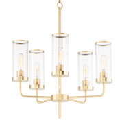 Maxim Crosby 5 Light 24" Wide Pillar Candle Chandelier Satin Brass