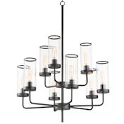 Maxim Crosby 28" Wide 9 Light Pillar Candle Chandelier Black