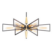 Maxim Wings 6 Light 29" Wide Abstract Sputnik Chandelier Black / Satin Brass