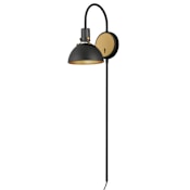 Maxim Dawn 13" Tall Hardwired or Plug-In Wall Sconce with Metal Shade Antique Brass / Black