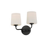 Maxim Bristol 2 Light 10" Tall Bathroom Sconce with Frosted Glass Shades Black