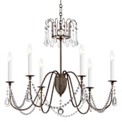 Maxim Plumette 6 Light 28" Wide Crystal Candle Style Chandelier Chestnut Bronze