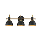 Maxim Dusk 3 Light 24" Wide Vanity Light Black / Antique Brass